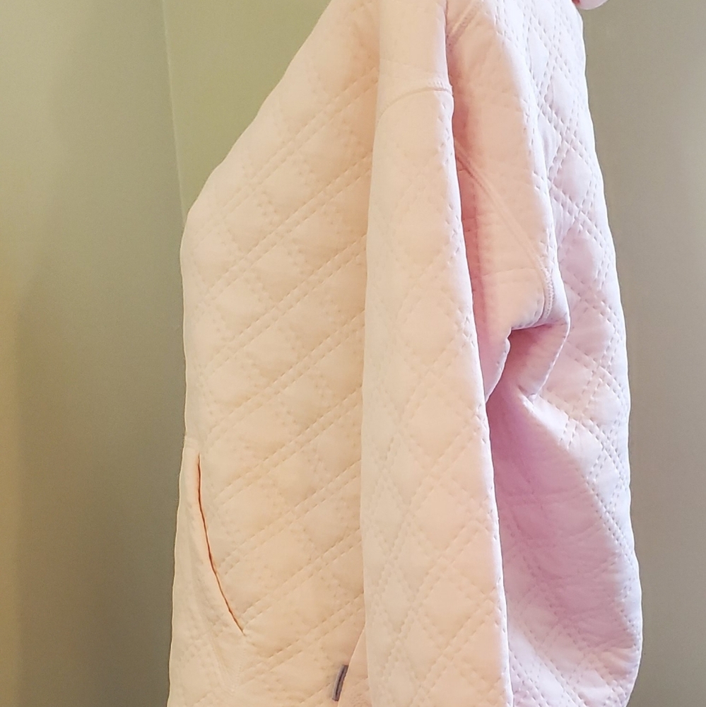 Light Pink Pullover Hoodie Quilted with Kangaroo Pocket Soft Cozy by Eddie Bauer - Picture 4 of 7